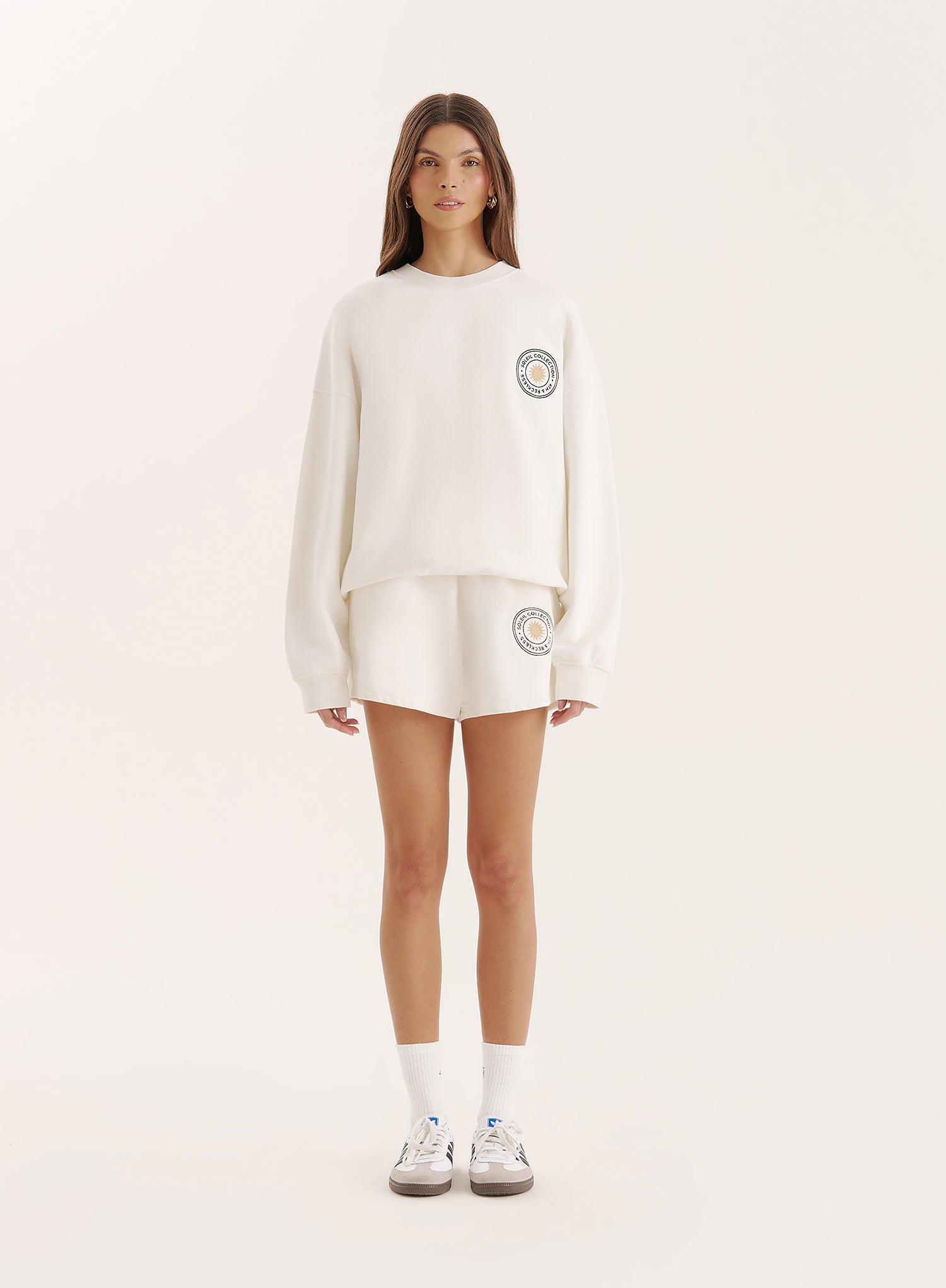 Off White Embroidered Emblem Sweatshirt